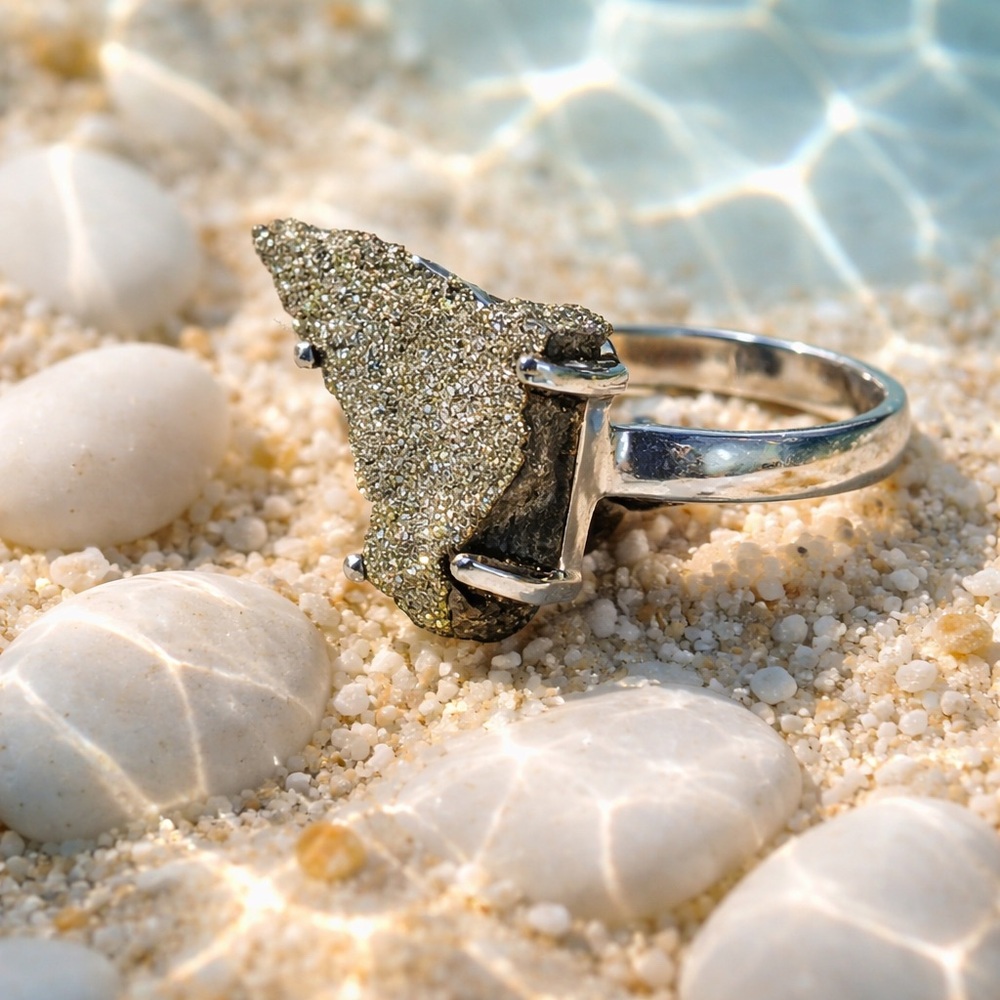 Rainbow Pyrite Druzy Ring - Picture 2 of 14